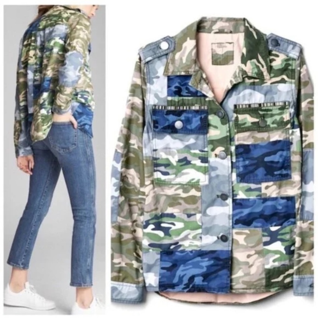 Gap Patchwork Camo Print Utility Jacket